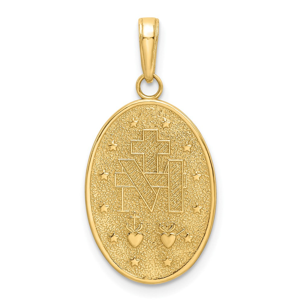 14k Yellow Gold 14.22 mm Red Enameled Miraculous Medal Pendant (2.05 grams)