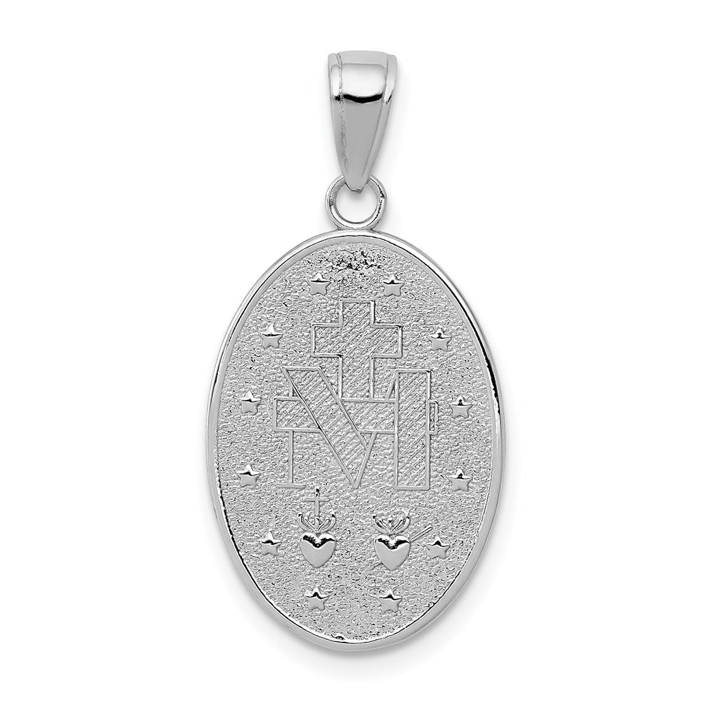 14k White Gold 14.5 mm Miraculous Medal Pendant (2.14 grams)