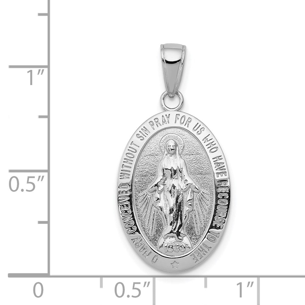 14k White Gold 14.5 mm Miraculous Medal Pendant (2.14 grams)