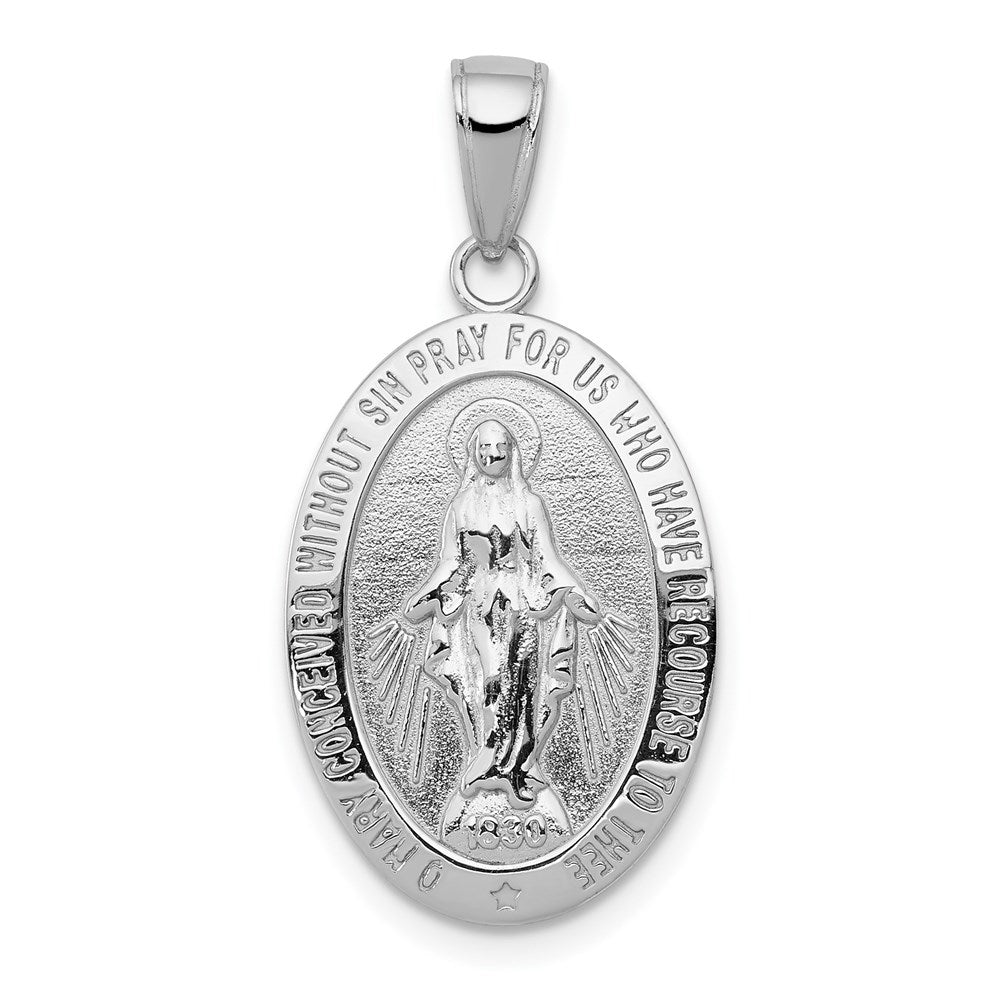 14k White Gold 14.5 mm Miraculous Medal Pendant (2.14 grams)