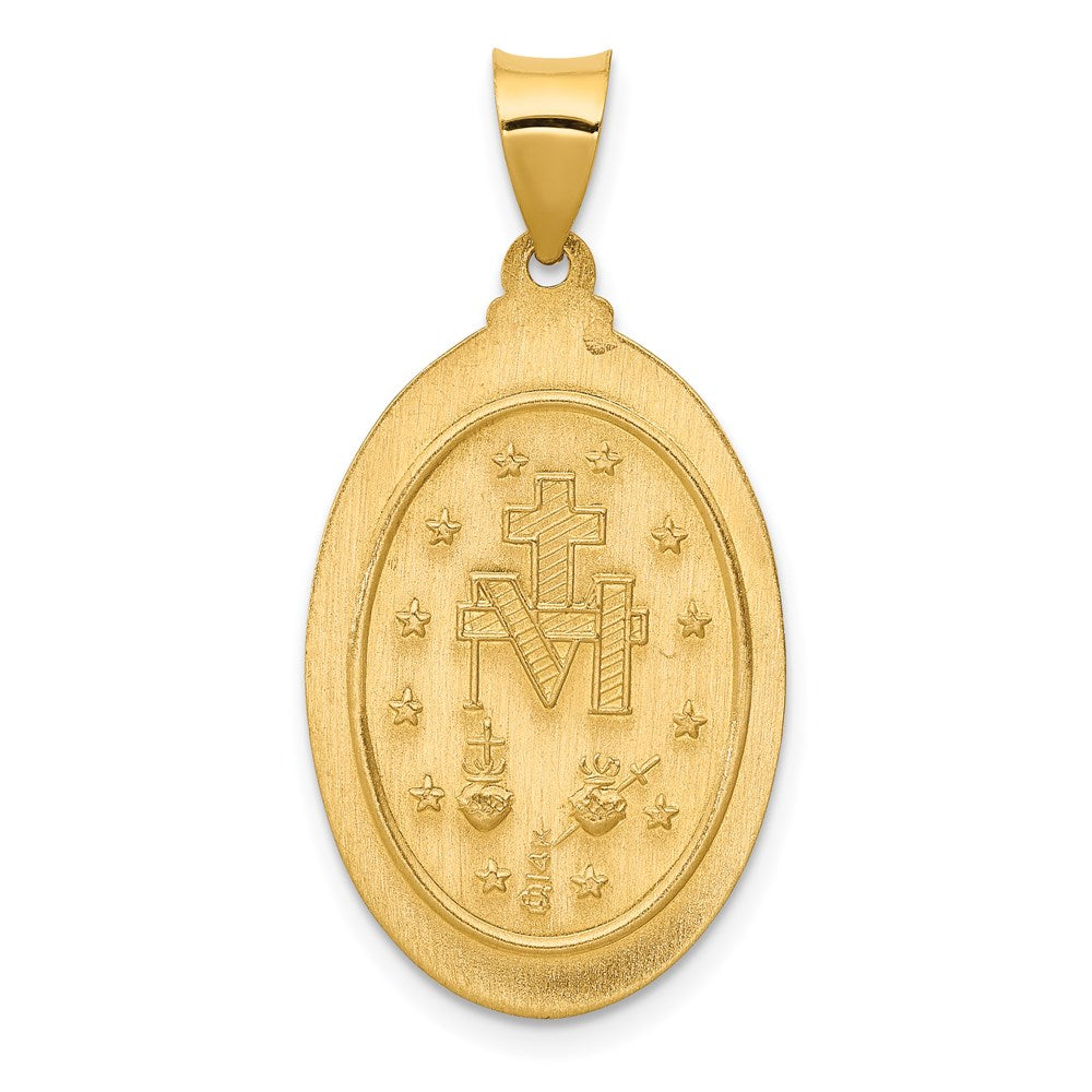 14k Yellow Gold 16 mm Hollow Miraculous Medal Oval Pendant (1.66 grams)