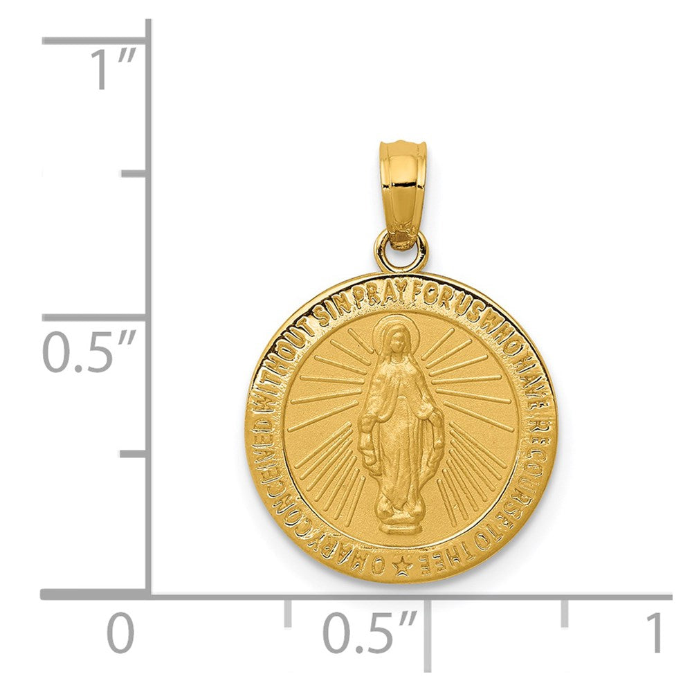 14k Yellow Gold 14.7 mm Miraculous Medal Pendant (1.74 grams)