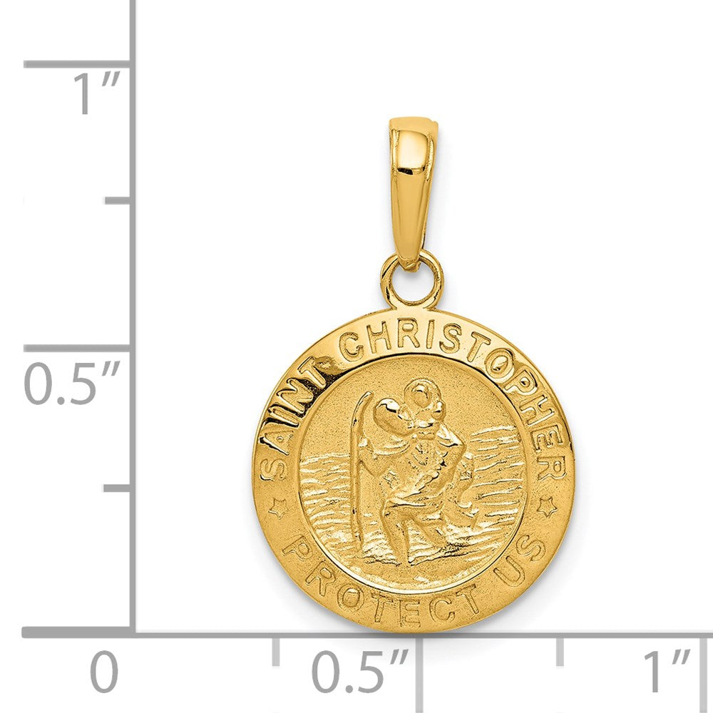 14k Yellow Gold 15 mm Saint Christopher Medal Charm (1.74 grams)