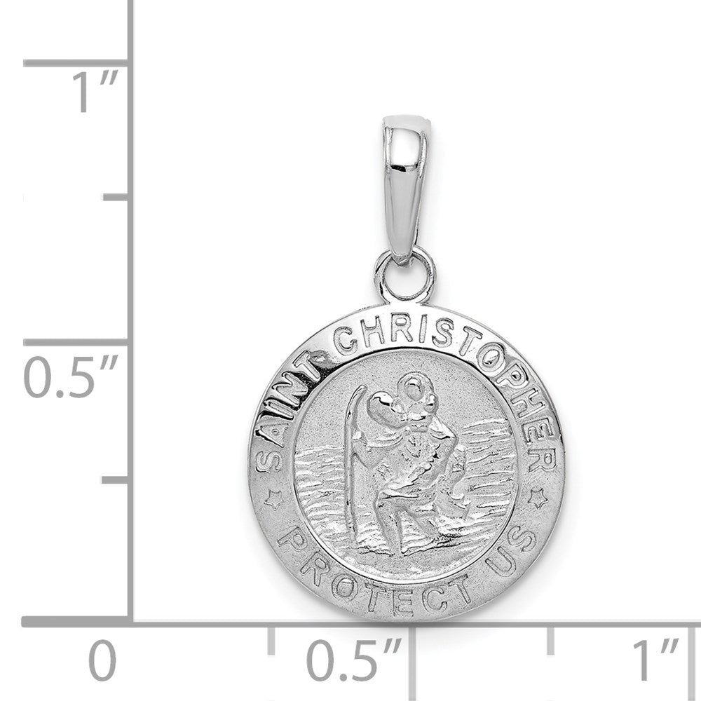 14k White Gold 15 mm Saint Christopher Medal Charm (1.6 grams)