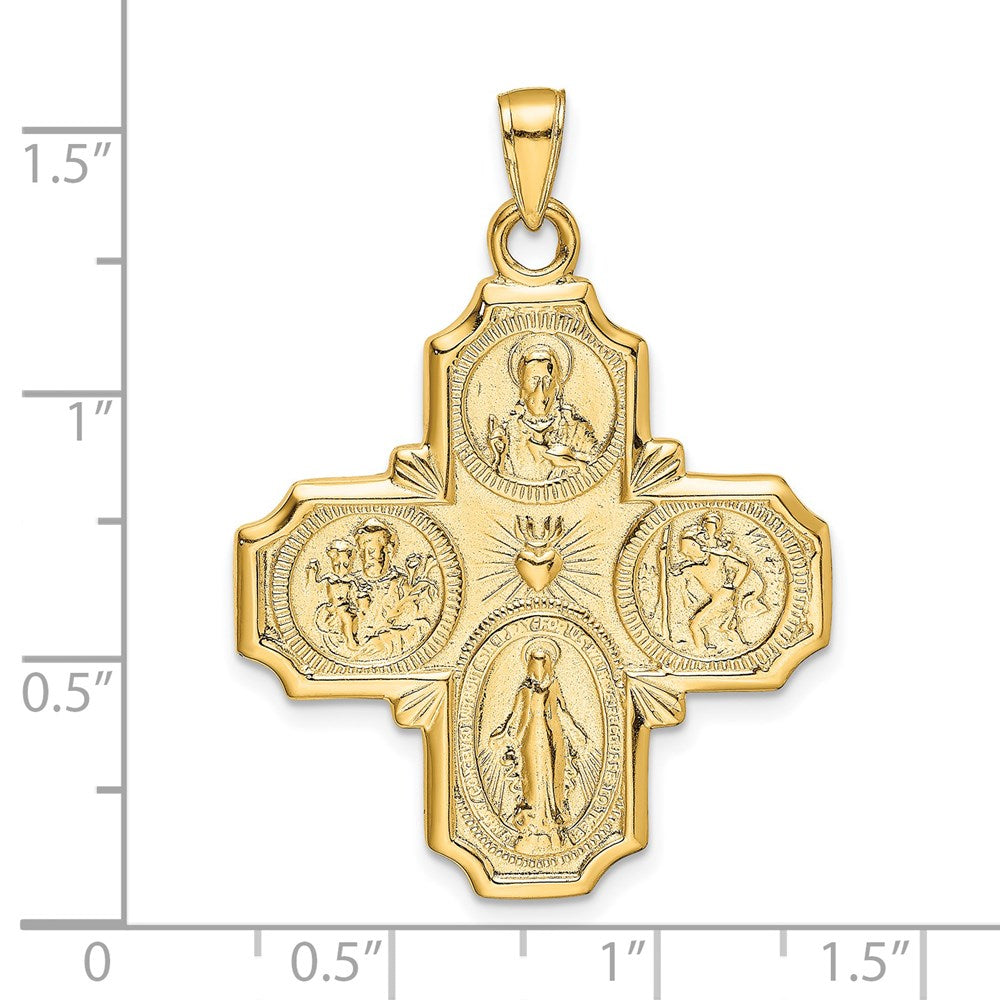 14k Yellow Gold 29 mm Four-Way Medal Pendant (7.58 grams)