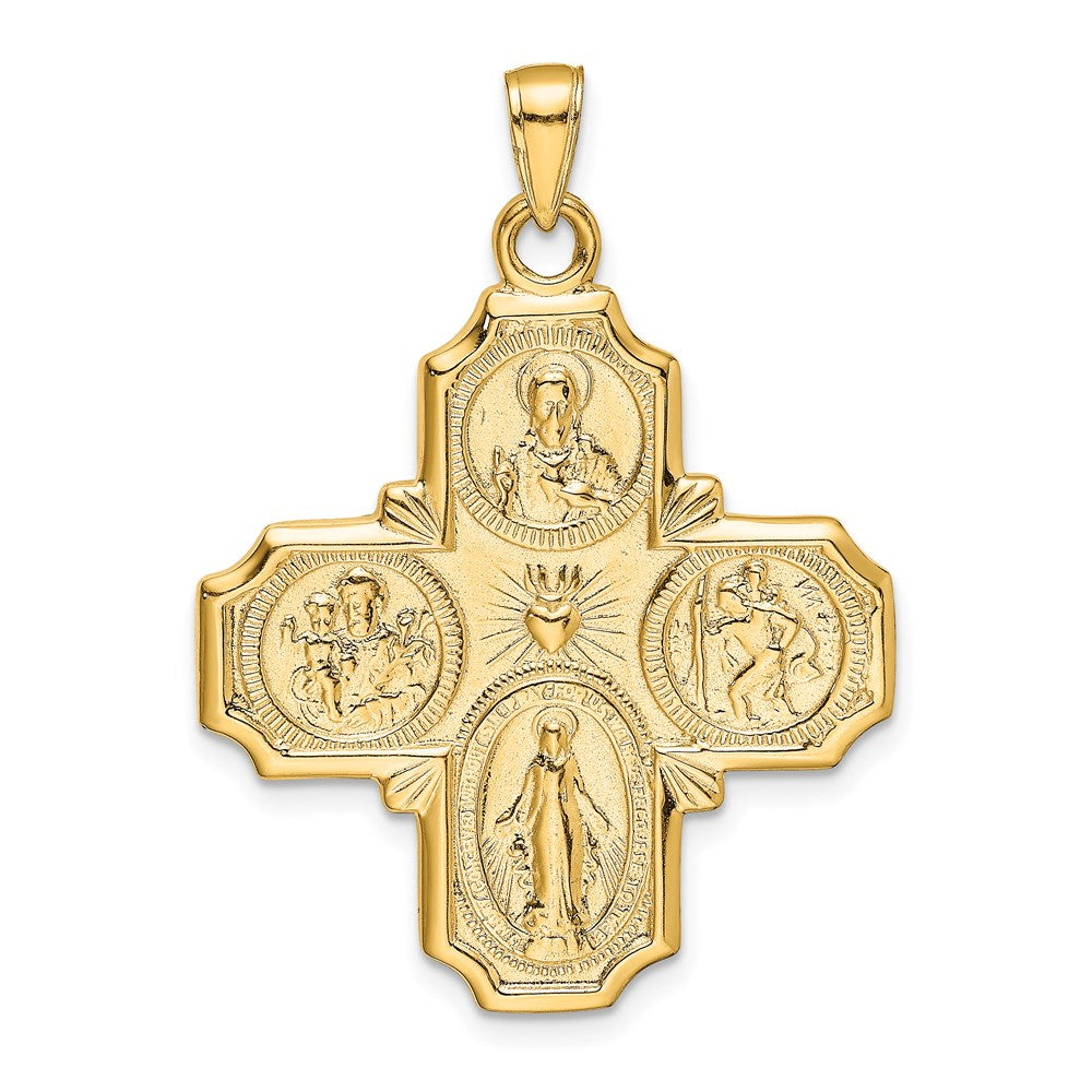 14k Yellow Gold 29 mm Four-Way Medal Pendant (7.58 grams)