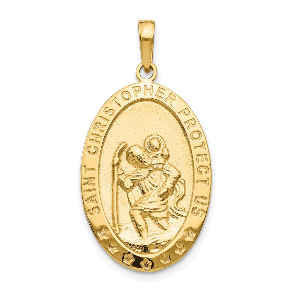 14k Yellow Gold 17 mm Saint Christopher Medal Pendant (3.2 grams)