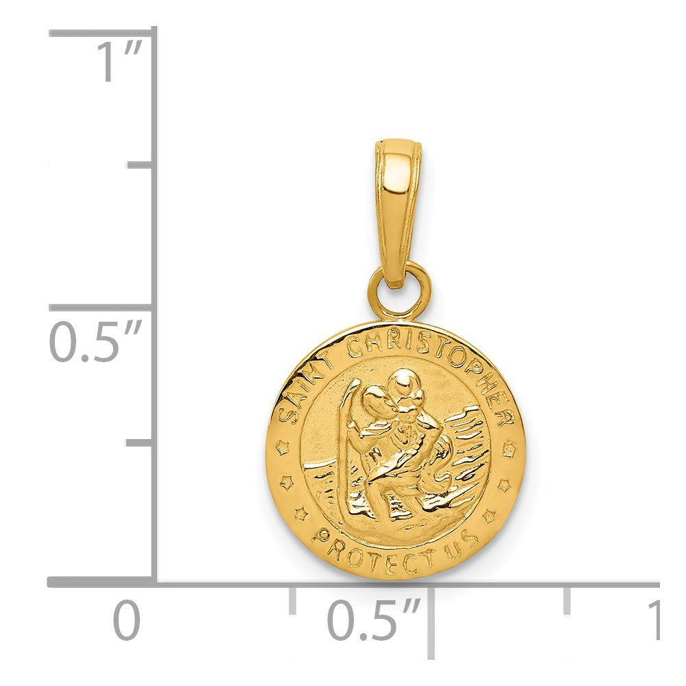 14k Yellow Gold 12.5 mm Saint Christopher Medal Charm (1.09 grams)