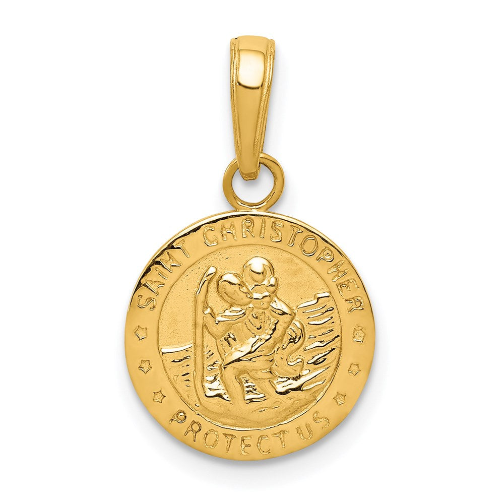 14k Yellow Gold 12.5 mm Saint Christopher Medal Charm (1.09 grams)