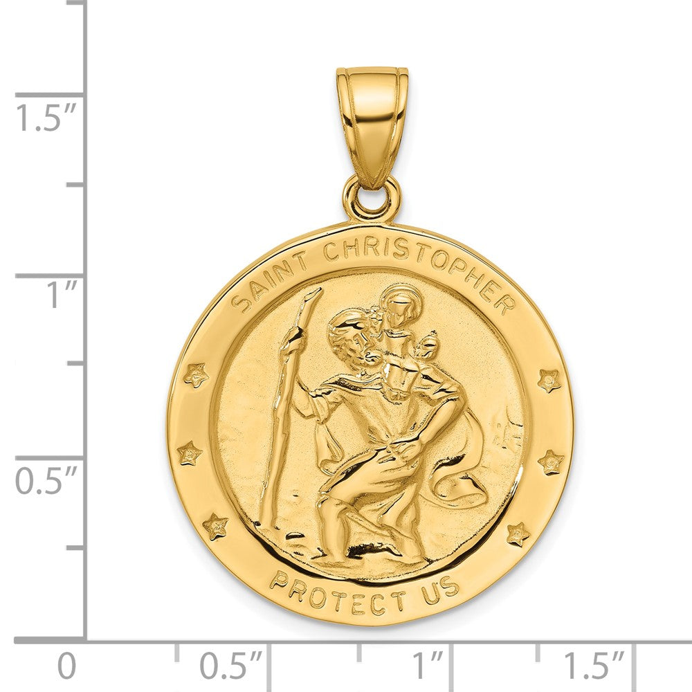14k Yellow Gold 29.7 mm Saint Christopher Medal Pendant (10.14 grams)