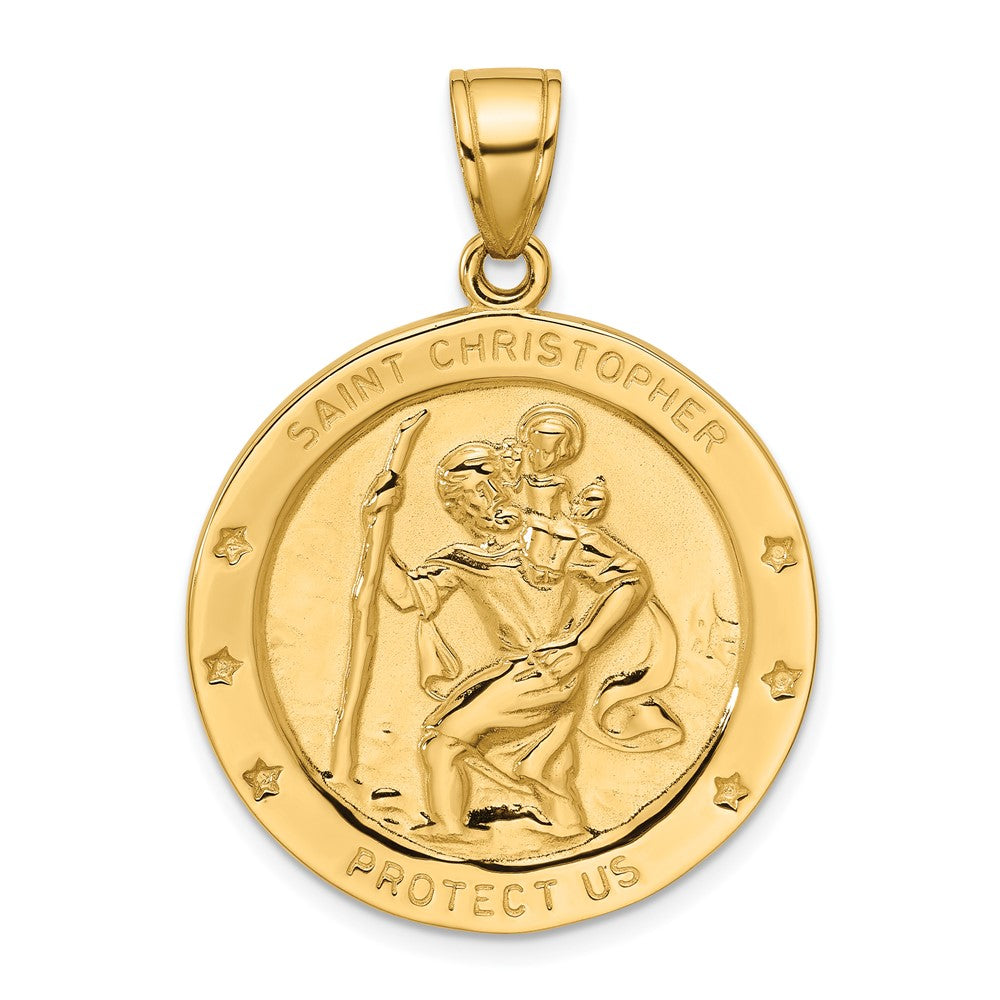 14k Yellow Gold 29.7 mm Saint Christopher Medal Pendant (10.14 grams)