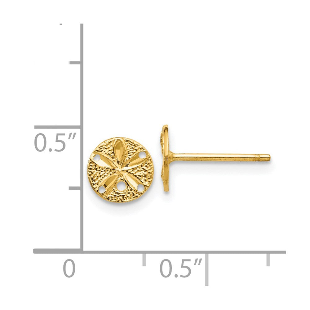 14k Yellow Gold 8 mm Diamond-Cut Sand Dollar Post Earrings (0.75 grams)