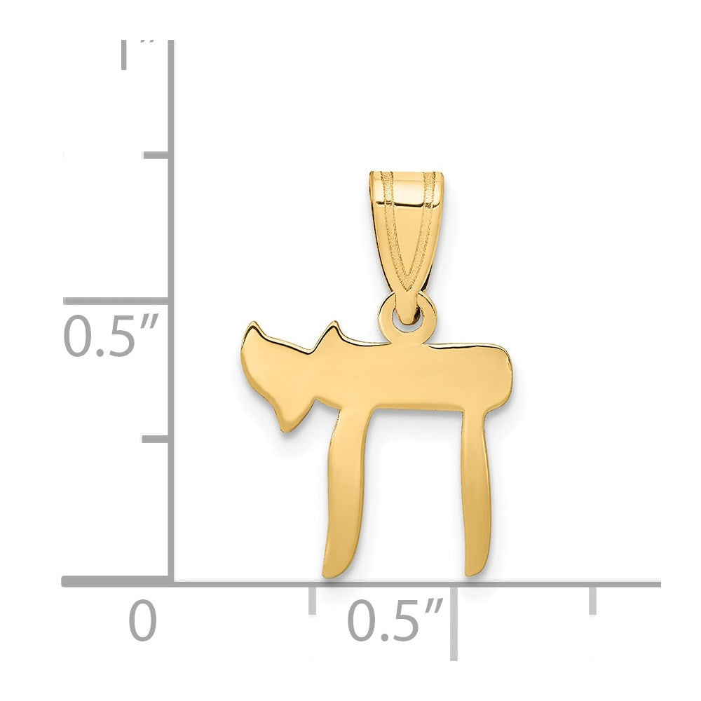 14k Yellow Gold 12 mm Chai Pendant (0.38 grams)