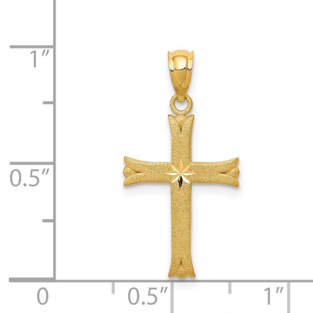 14k Yellow Gold 13 mm Satin Cross Charm (1.06 grams)