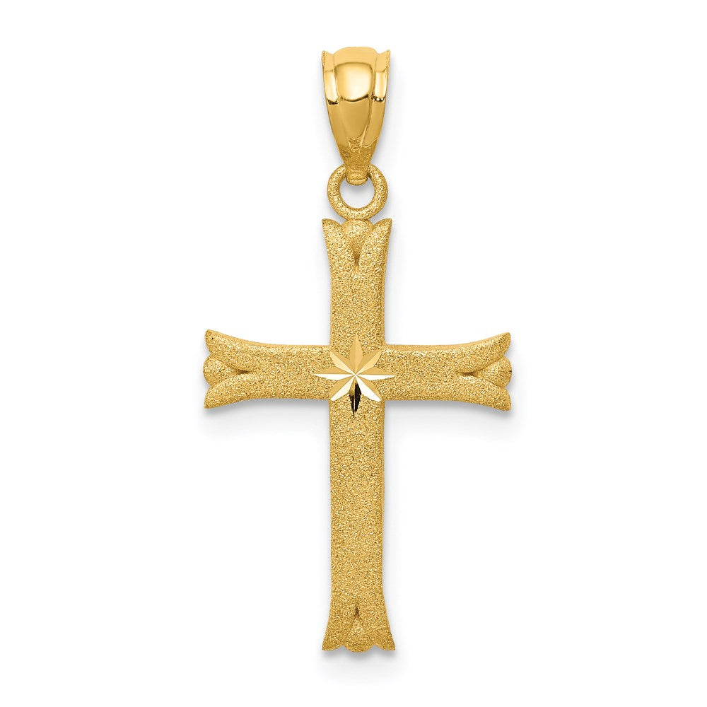 14k Yellow Gold 13 mm Satin Cross Charm (1.06 grams)