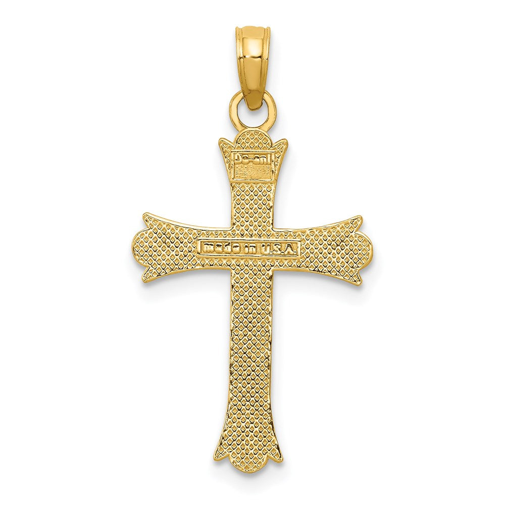 14k Yellow Gold 16 mm Fleur De Lis Cross Pendant (1.16 grams)