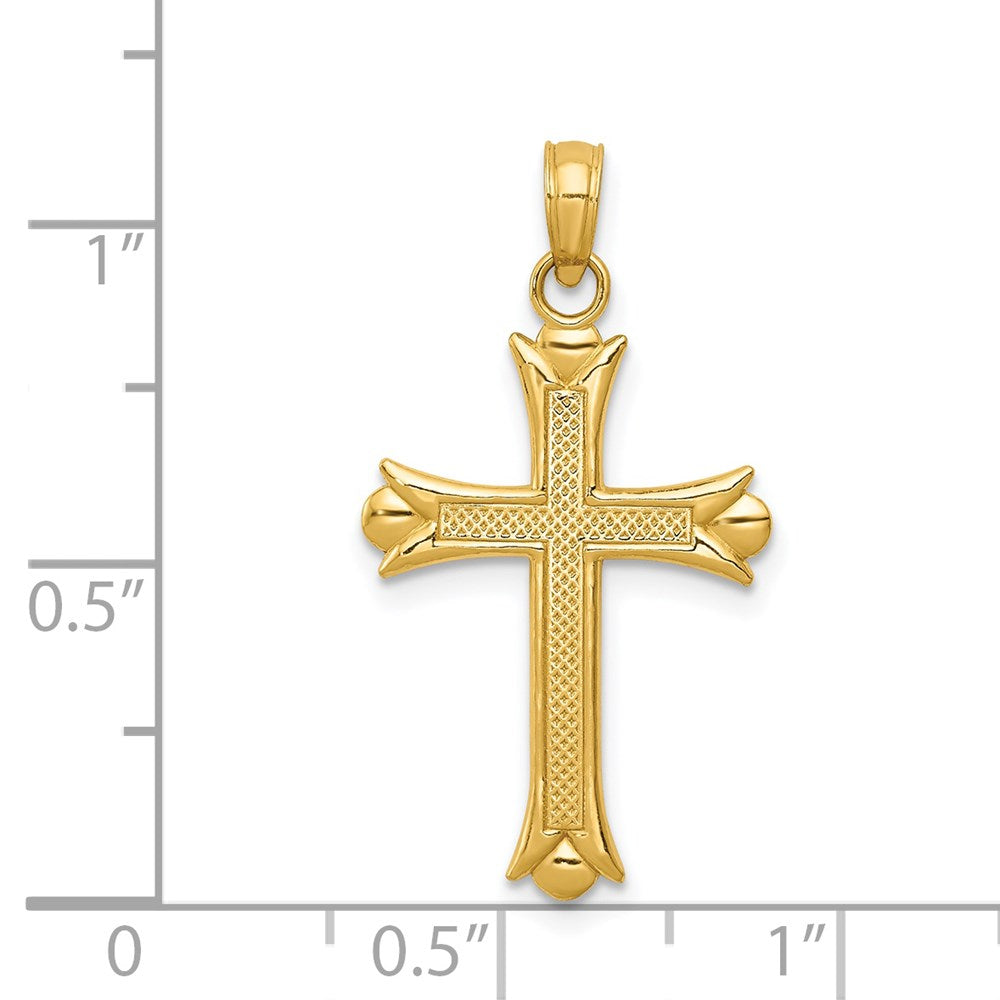 14k Yellow Gold 16 mm Fleur De Lis Cross Pendant (1.16 grams)