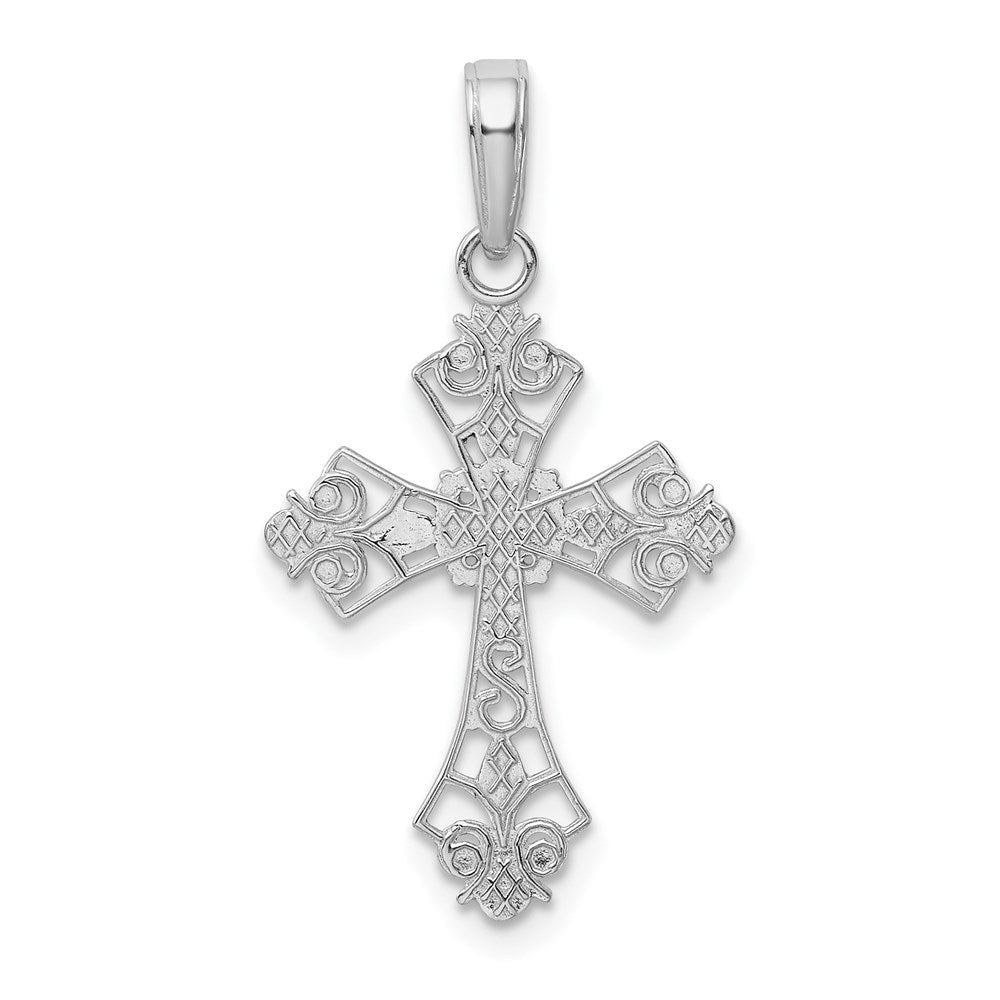 14k White Gold 16 mm Filigree Cross Charm (0.93 grams)
