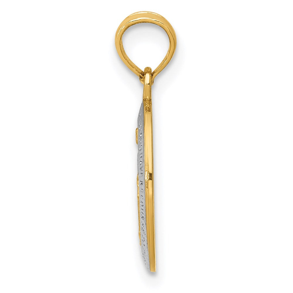 14k Yellow & Rhodium 8.5 mm  Miraculous Medal Charm (0.97 grams)