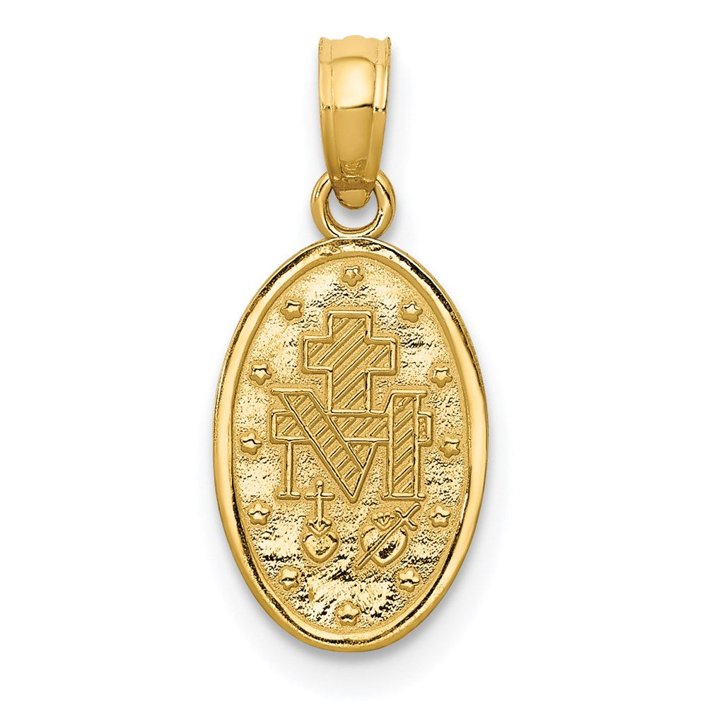 14k Yellow & Rhodium 8.5 mm  Miraculous Medal Charm (0.97 grams)
