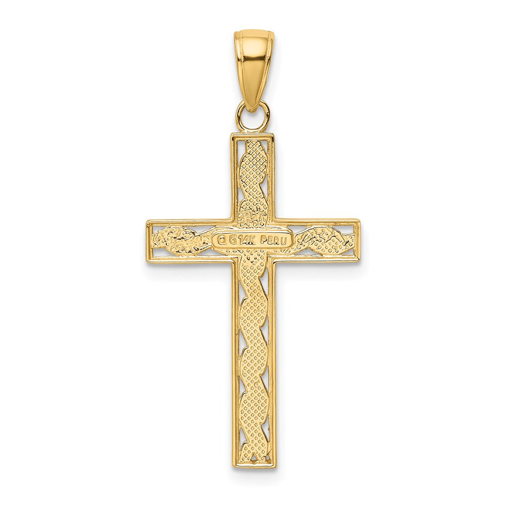14k Yellow Gold 18 mm Rope Cross Pendant (1.42 grams)