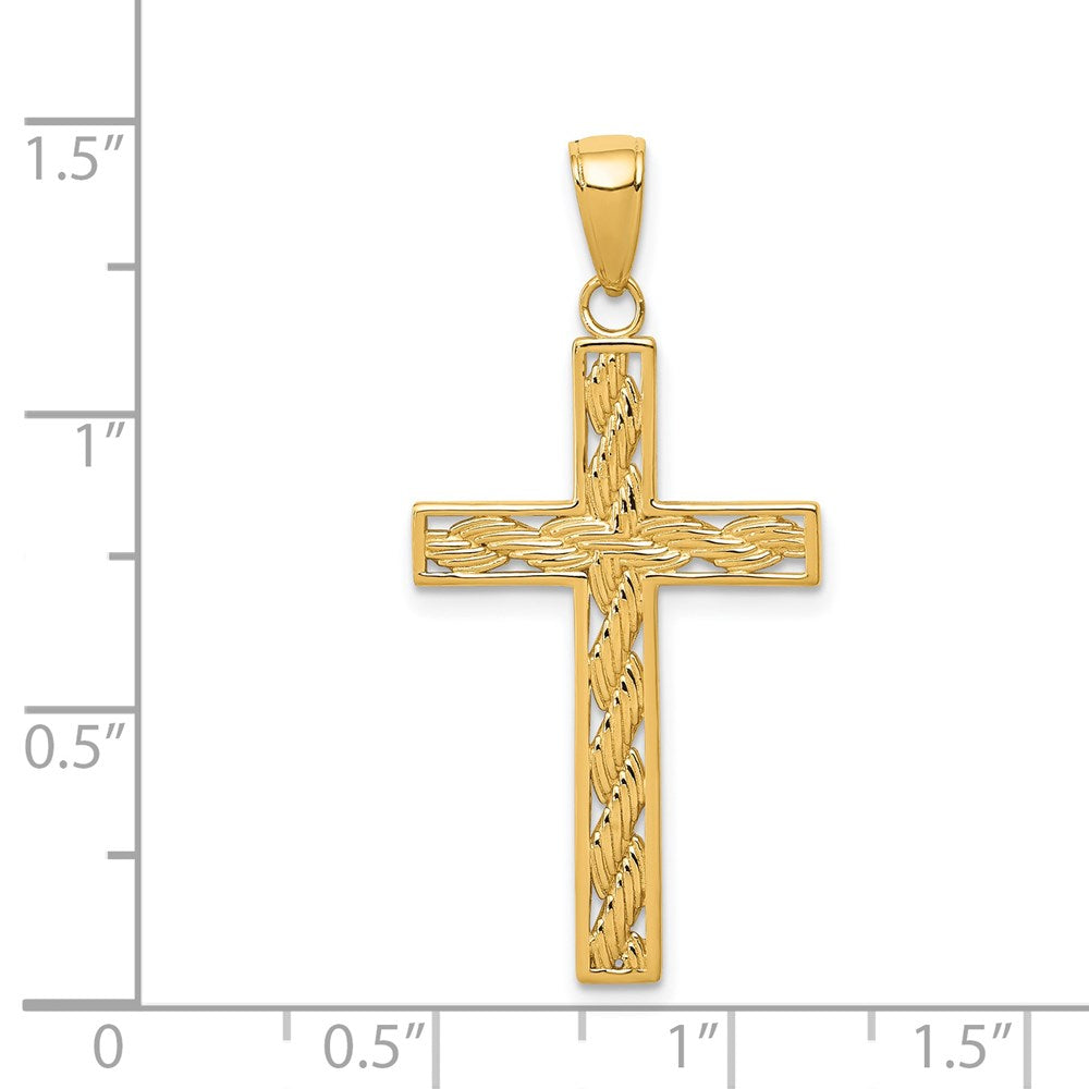 14k Yellow Gold 18 mm Rope Cross Pendant (1.42 grams)