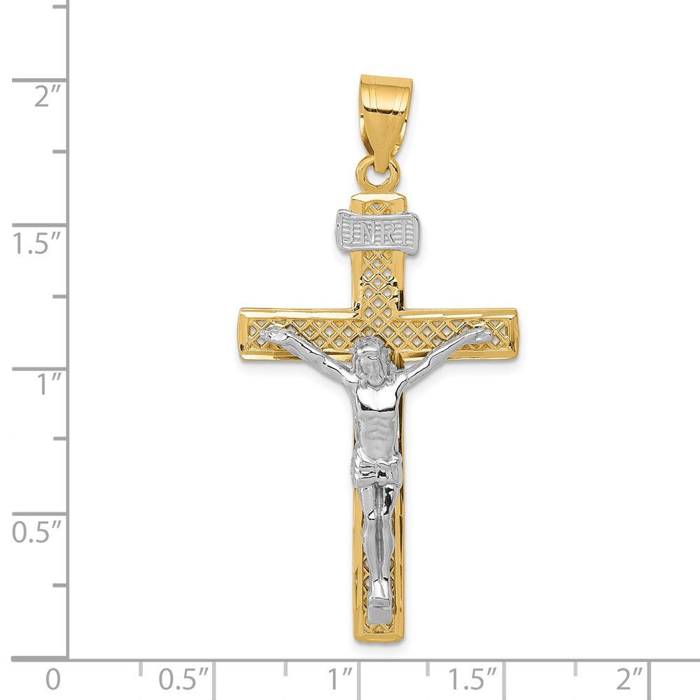 14k Two-tone 24 mm INRI Crucifix Pendant (2.25 grams)