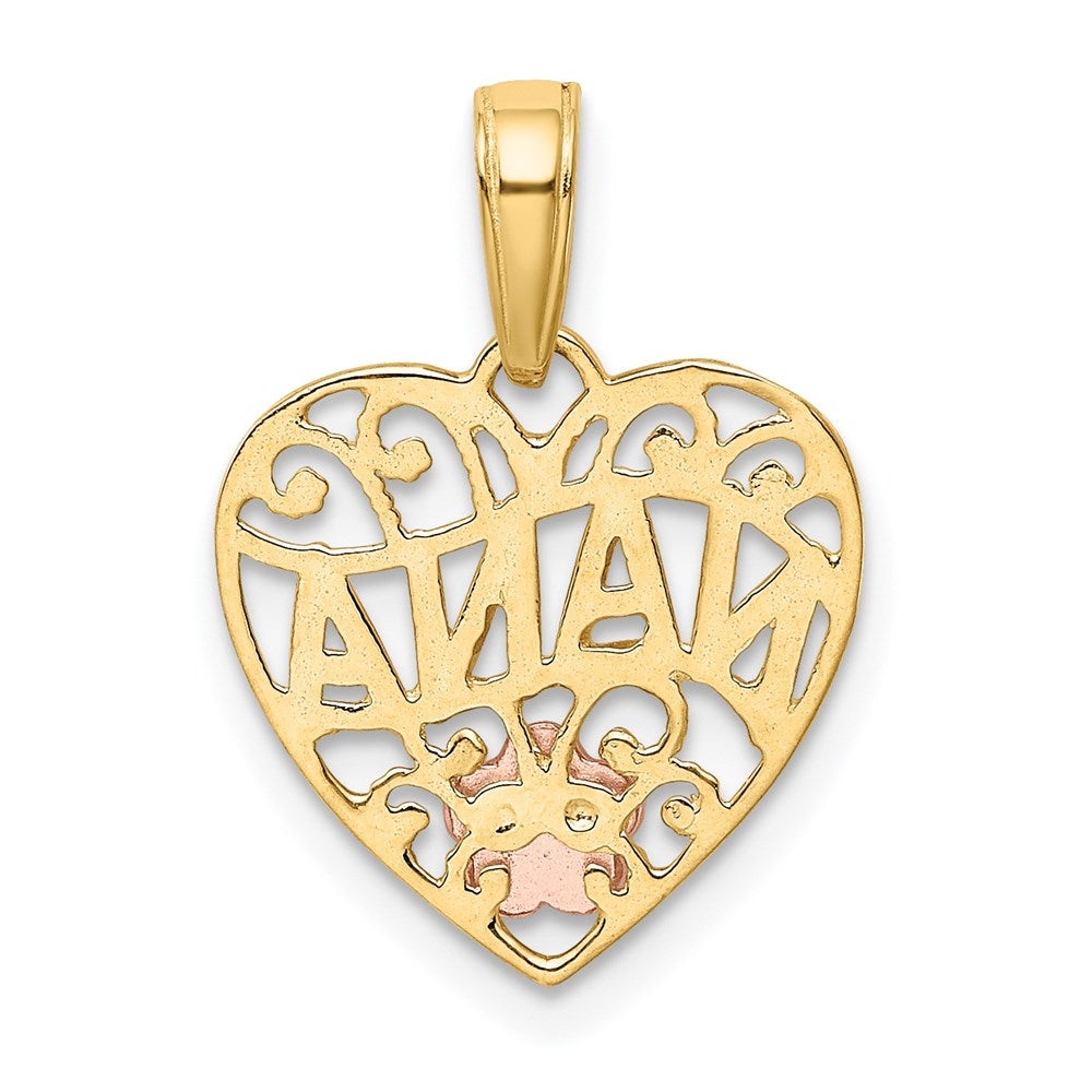 10k Two-tone 15 mm Two-Tone NANA Heart Pendant (0.87 grams)