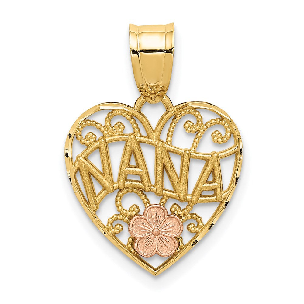 10k Two-tone 15 mm Two-Tone NANA Heart Pendant (0.87 grams)