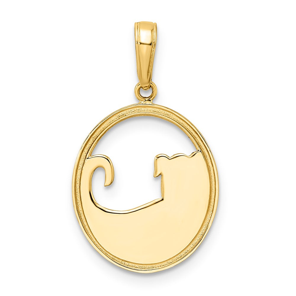 14k Yellow & Rhodium 14.5 mm  Diamond-cut Dog in Oval Pendant (1.19 grams)