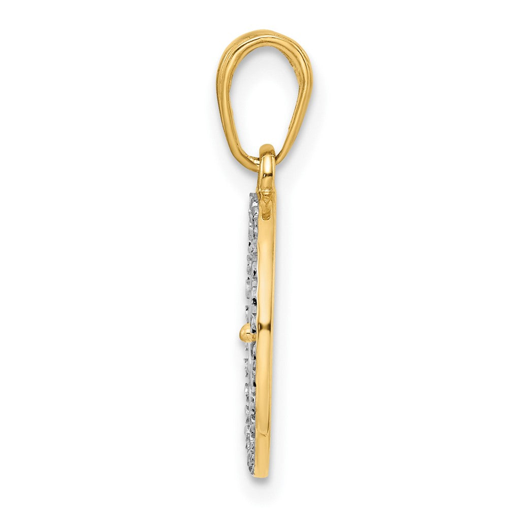 14k Yellow & Rhodium 28.82 mm  Diamond-cut Four-leaf Clover Pendant (1.47 grams)