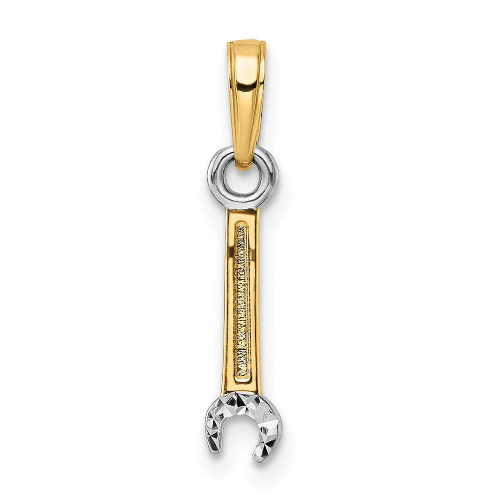 14k Yellow & Rhodium 4 mm  D/C Wrench Pendant (0.55 grams)