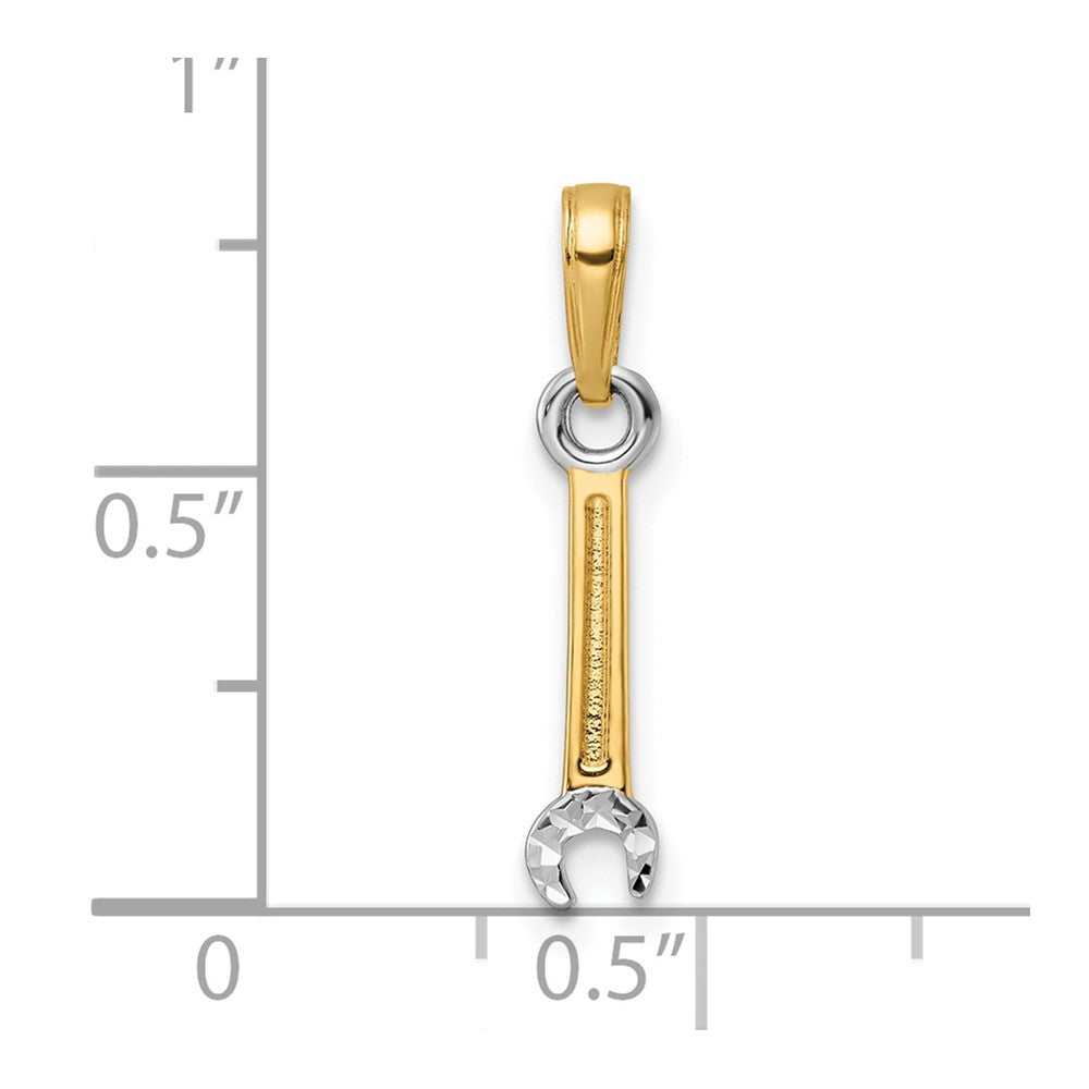 14k Yellow & Rhodium 4 mm  D/C Wrench Pendant