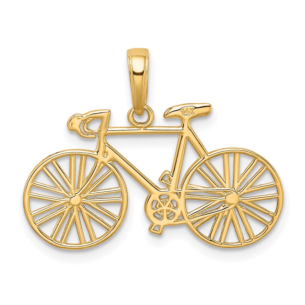 14k Yellow Gold 26 mm Polished Bicycle Charm (1.13 grams)