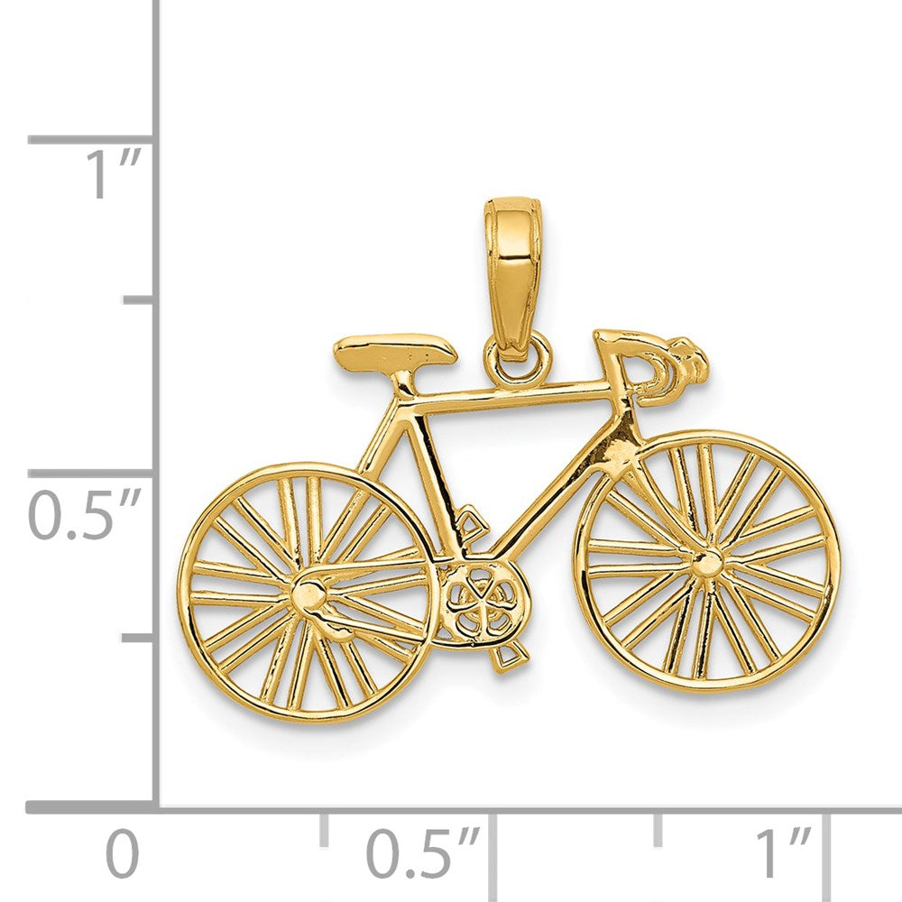 14k Yellow Gold 26 mm Polished Bicycle Charm (1.13 grams)