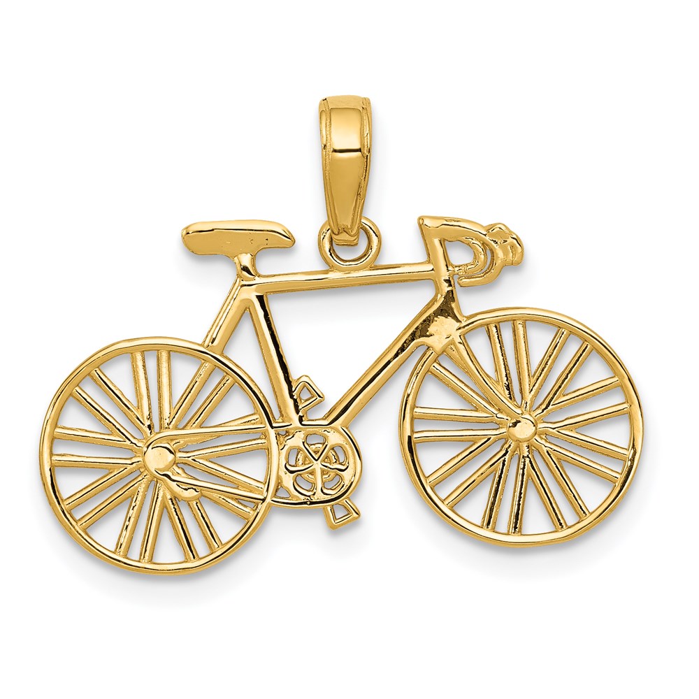 14k Yellow Gold 26 mm Polished Bicycle Charm