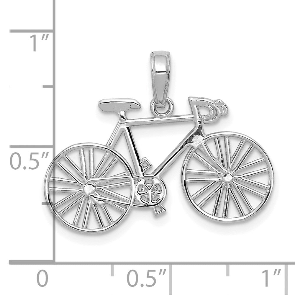 14k White Gold 26 mm  Polished Bicycle Charm (1.15 grams)