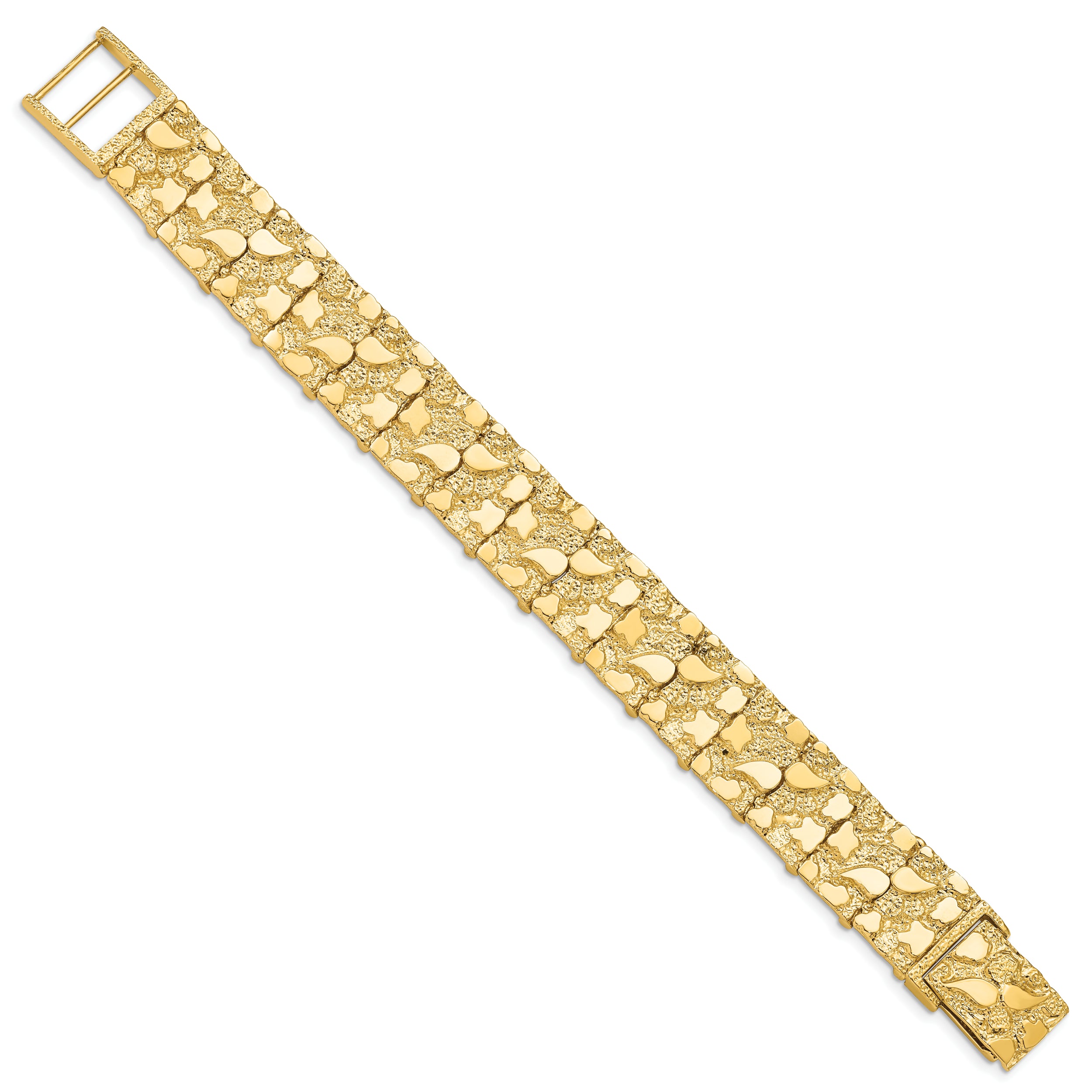 14k 15mm Nugget Bracelet (39.84 grams)