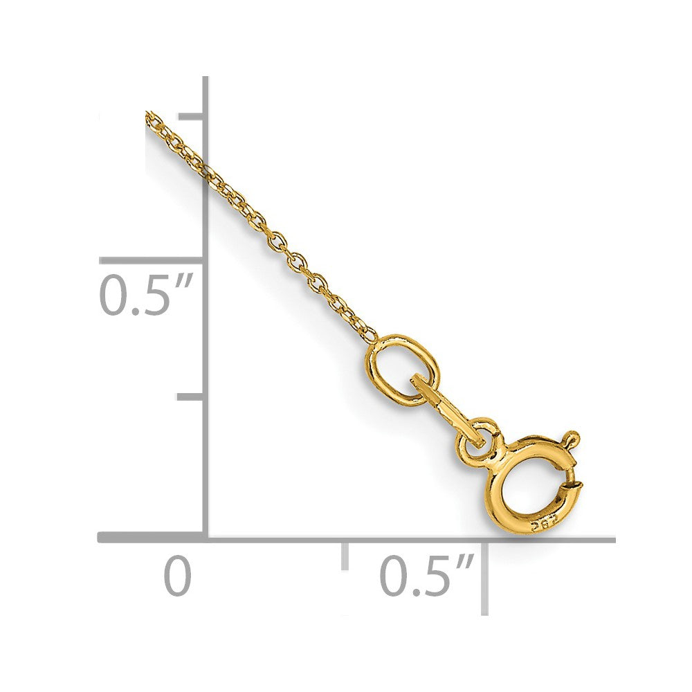 14k .6mm D/C Round Open Link Cable Chain Bracelet (0.46 grams)
