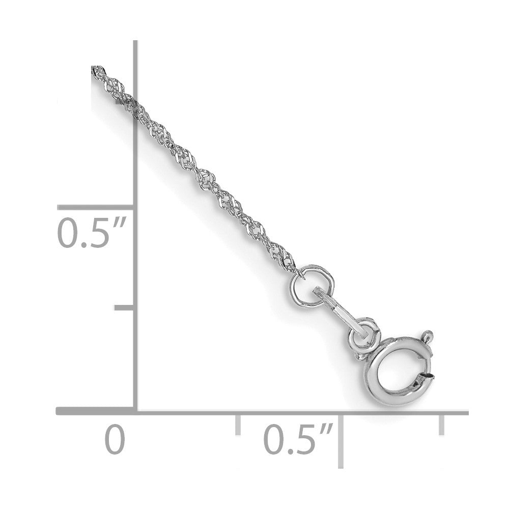 14k WG 1mm Singapore Chain Bracelet (0.32 grams)