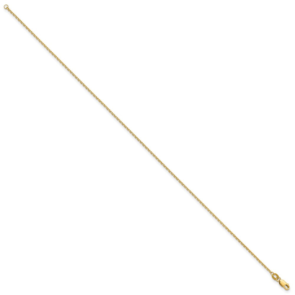 14k 1.4mm D/C Round Open Link Cable Chain Bracelet (1.71 grams)