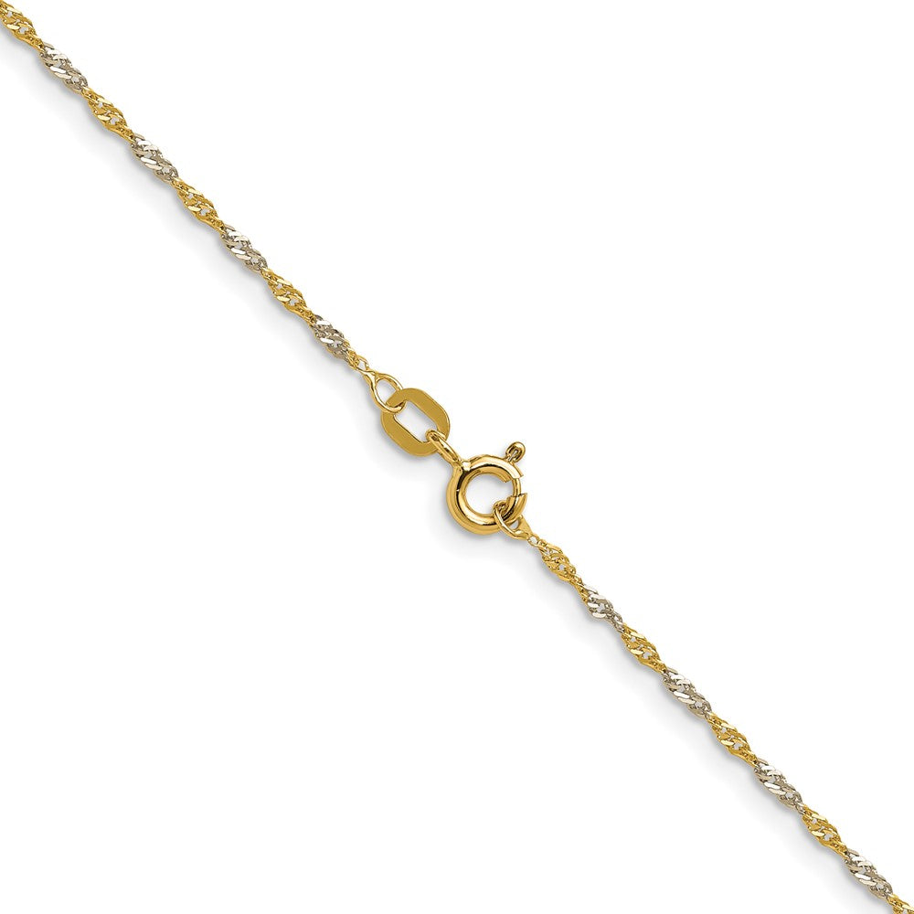 14k Yellow Gold with Rhodium 1.4mm Singapore Chain (1.21 grams)