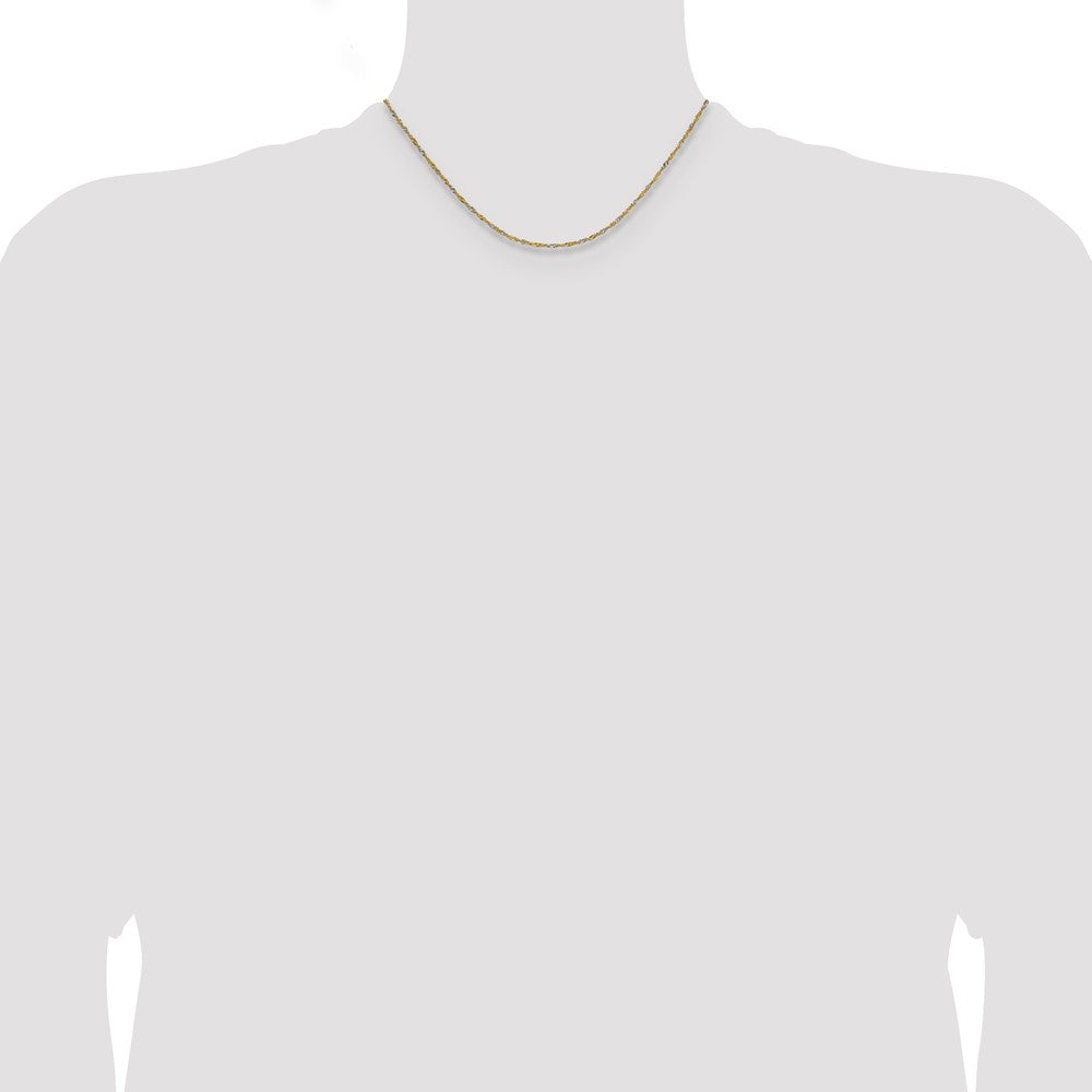 14k Yellow Gold with Rhodium 1.4mm Singapore Chain (1.21 grams)