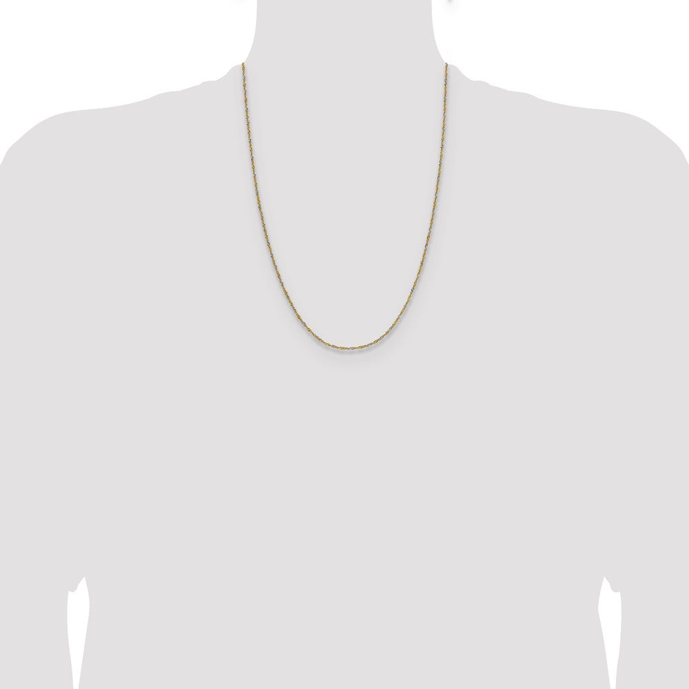 14k Yellow Gold with Rhodium 1.4mm Singapore Chain (1.21 grams)