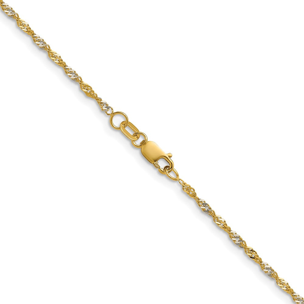14k Yellow Gold with Rhodium 1.65mm Singapore Chain (2.10 grams)