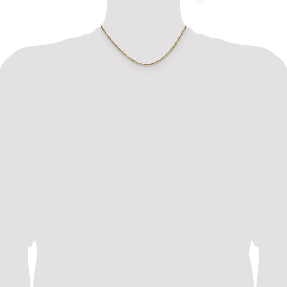 14k Yellow Gold with Rhodium 1.65mm Singapore Chain (2.10 grams)