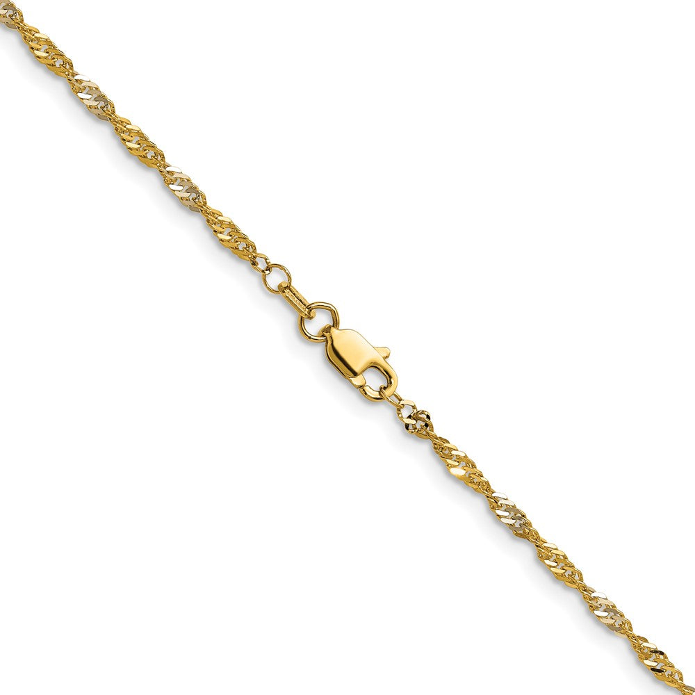 14k Yellow Gold with Rhodium 1.9mm Singapore Chain (2.87 grams)