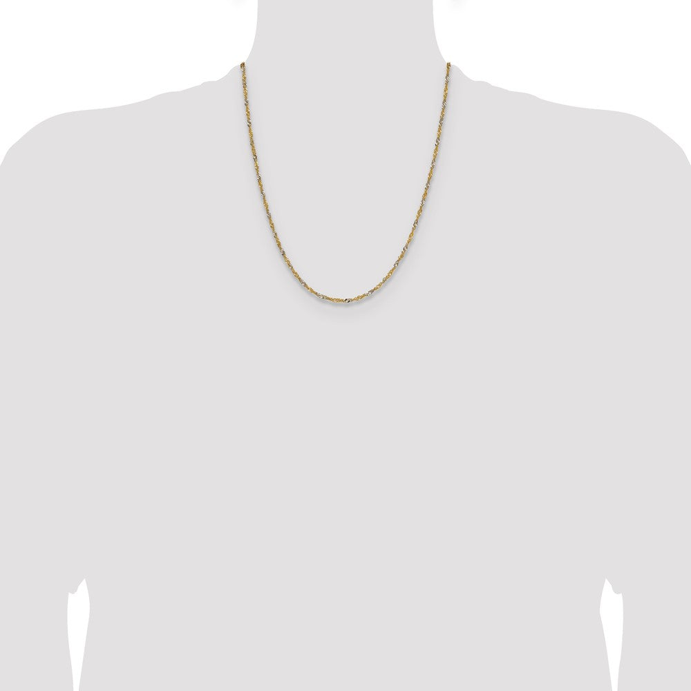 14k Yellow Gold with Rhodium 1.9mm Singapore Chain (2.87 grams)