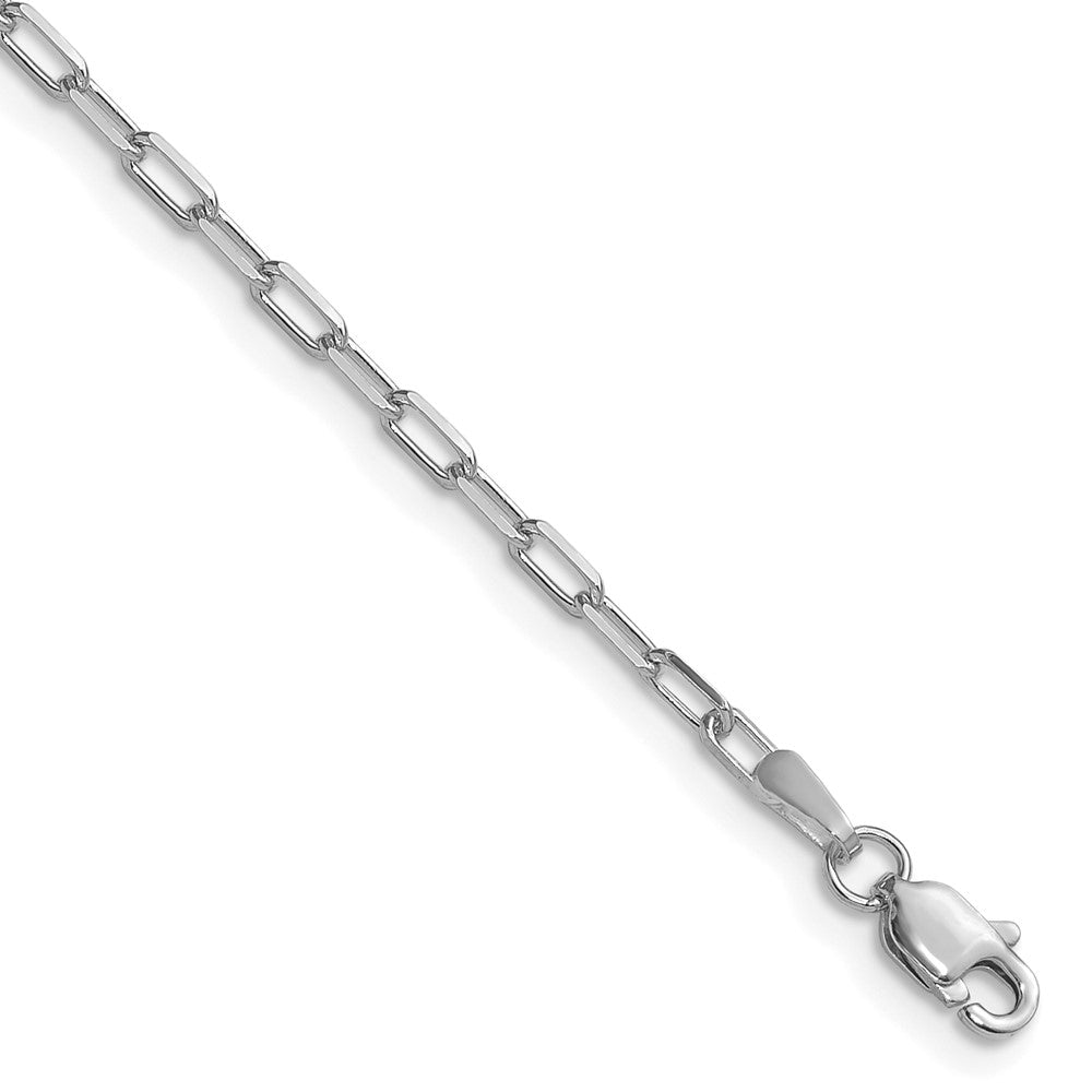 14k White Gold 2.1mm Solid Beveled Paperclip Chain Bracelet (1.88 grams)