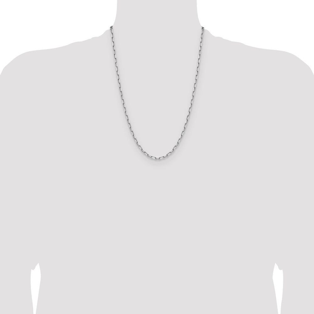 14k White Gold 3.5mm Solid Beveled Paperclip Chain (10.59 grams)